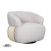 LABEL51 Valenza fauteuil in naturel bouclé stof met houten accenten, 84x81x75 cm.