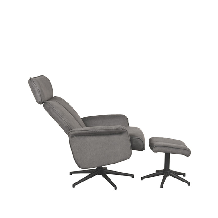 LABEL51 Sessel Verdal - Anthrazit - Samt - Inkl. Hocker