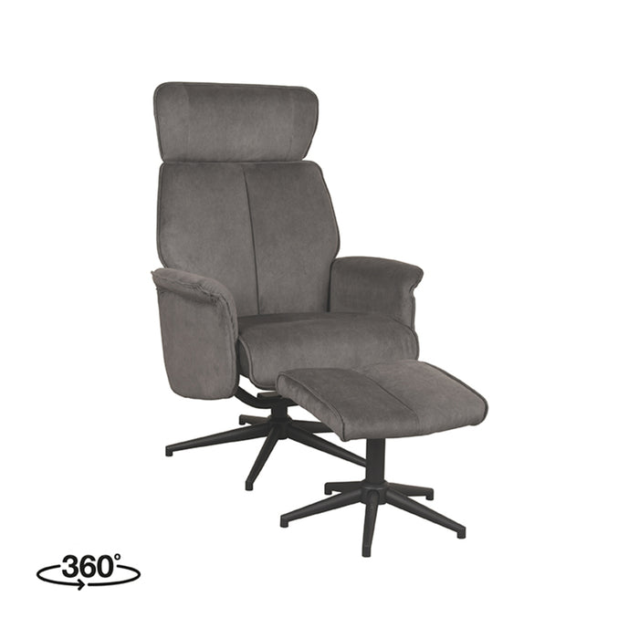 LABEL51 Fauteuil Verdal - Antraciet - Velvet - Incl. Hocker-Fauteuils-LABEL51