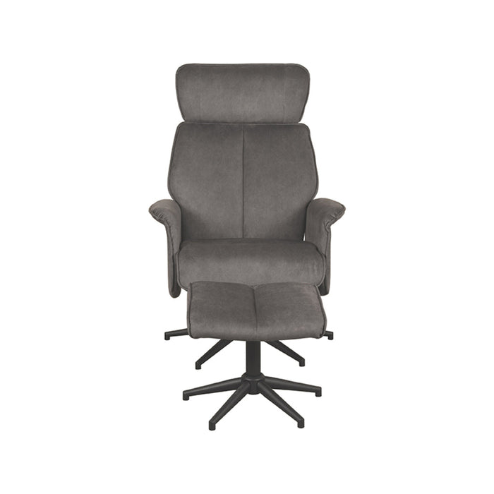 LABEL51 Fauteuil Verdal - Antraciet - Velvet - Incl. Hocker-Poefs-LABEL51