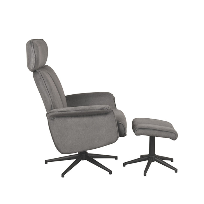 LABEL51 Fauteuil Verdal - Antraciet - Velvet - Incl. Hocker-Poefs-LABEL51