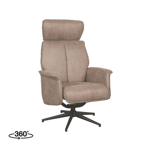 LABEL51 Fauteuil Verdal - Taupe - Kunstleder - Excl. Hocker-Poefs-LABEL51