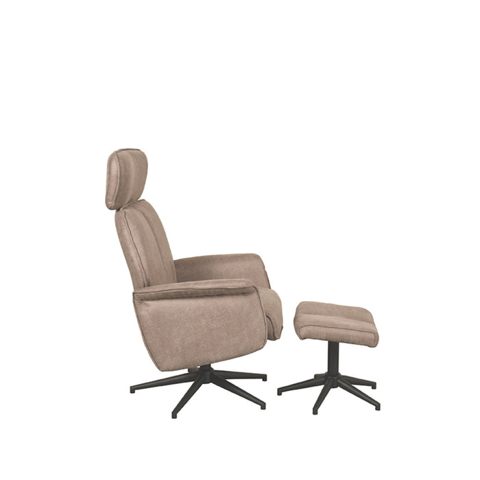 LABEL51 Fauteuil Verdal - Taupe - Kunstleder - Incl. Hocker-Fauteuils-LABEL51