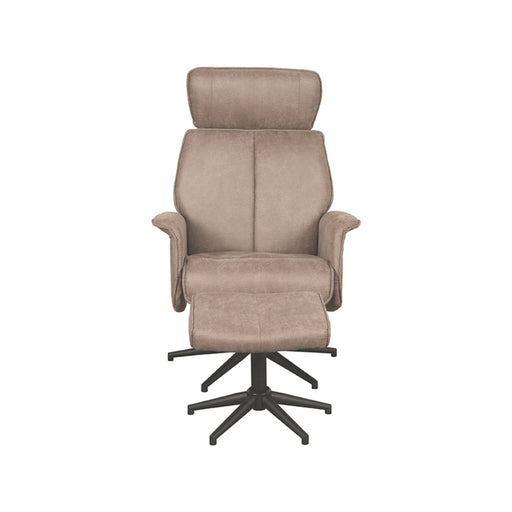 LABEL51 Fauteuil Verdal - Taupe - Kunstleder - Incl. Hocker-Poefs-LABEL51
