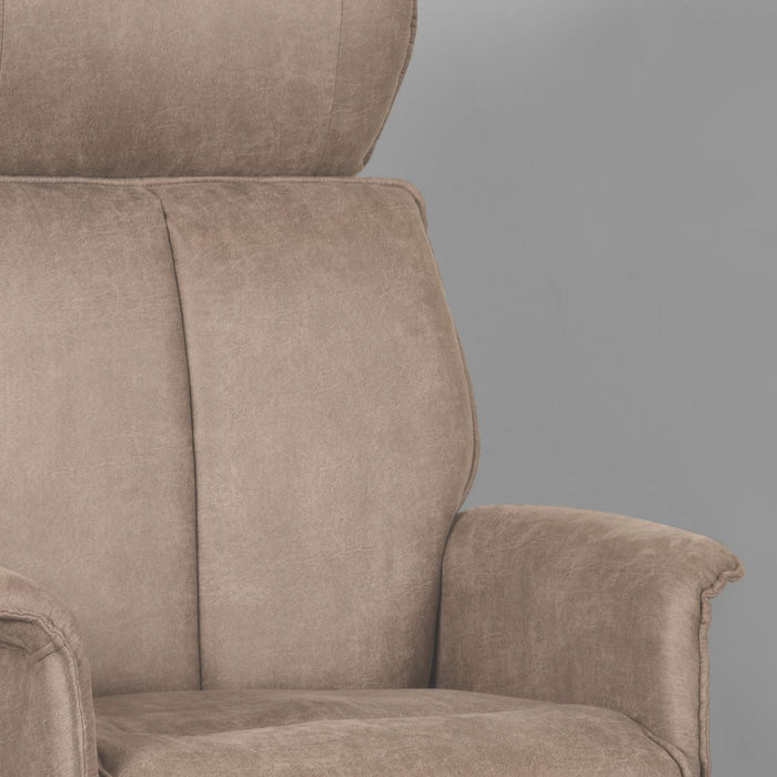 LABEL51 Fauteuil Verdal - Taupe - Kunstleder - Incl. Hocker-Poefs-LABEL51