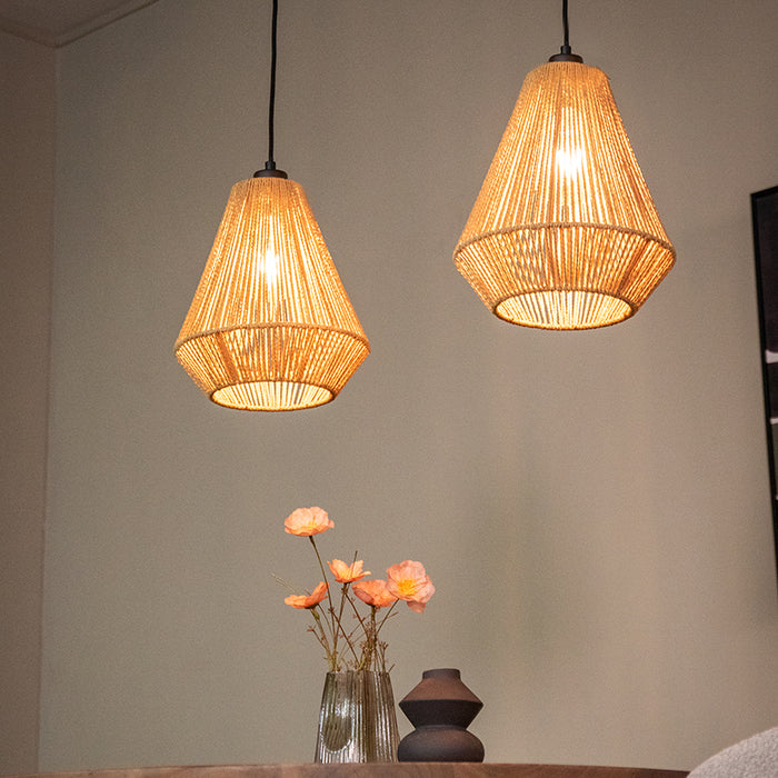 LABEL51 Hanglamp Ibiza - Naturel - Jute - 2-Lichts-Tafellampen-LABEL51