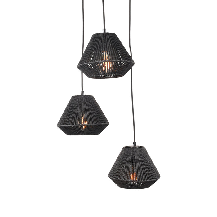 LABEL51 Hanglamp Ibiza - Zwart - Jute - 3-Lichts-Tafellampen-LABEL51