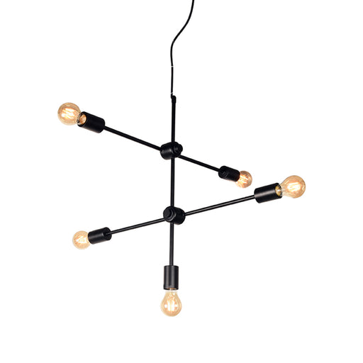 LABEL51 Hanglamp Stilo - Zwart - Metaal - 5-Lichts-Hanglampen-LABEL51