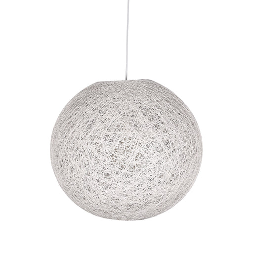 LABEL51 Twist hanglamp in wit vlas met een bolvormige, open draadstructuur van 45 cm diameter.