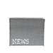 LABEL51 magazinehouder van antiek grijs metaal met witte vintage 'NEWS' opdruk, 35x18x29 cm.