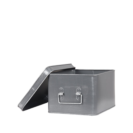 LABEL51 Media Opbergbox Antiek Grijs Metaal L 27x21x16 cm-Opbergdozen en manden-LABEL51