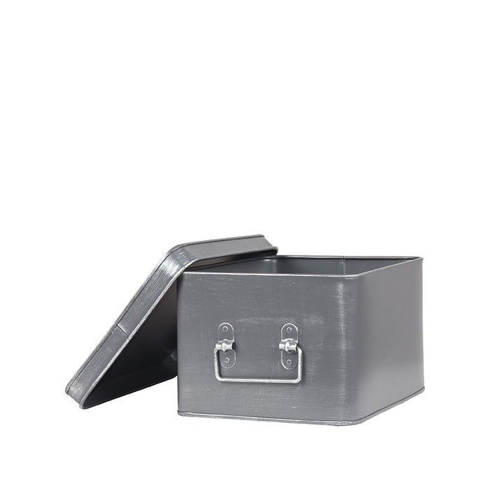 LABEL51 Media Opbergbox Antiek Grijs Metaal L 27x21x16 cm-Opbergdozen en manden-LABEL51