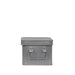 Compacte LABEL51 media-opbergkist van antiek grijs metaal met handvat, 22x17x13 cm.
