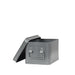 LABEL51 compacte media-opbergkist van antiek grijs metaal met handvat, 22x17x13 cm.
