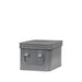 LABEL51 compacte media-opbergkist van antiek grijs metaal met handvat, 22x17x13 cm.