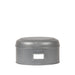 Rond LABEL51 opbergblik van antiek grijs metaal met labelhouder, 22x22x12 cm.