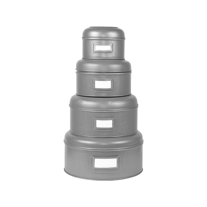 LABEL51 Opbergblik - Antiek grijs - Metaal - M - 18x18x10 cm-Opbergdozen en manden-LABEL51