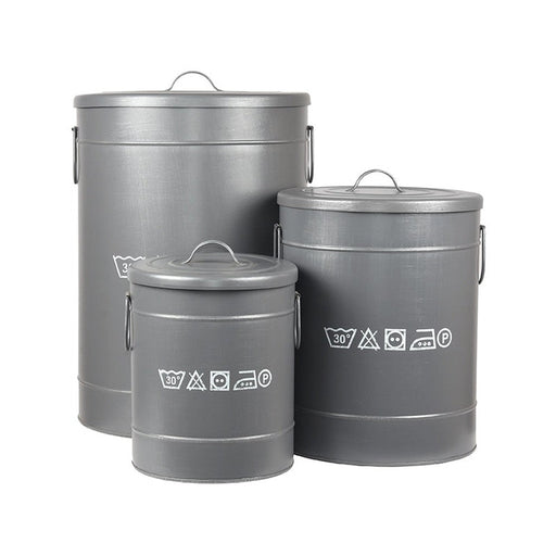 LABEL51 Opbergblik Wasmandprint Antiek Grijs S 26x26x33 cm-Opbergdozen en manden-LABEL51