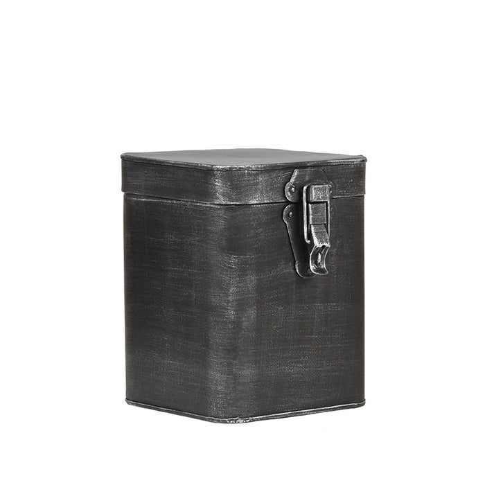 LABEL51 Opbergbox Antiek Zwart Metaal L 15x16x19 cm-Opbergdozen en manden-LABEL51