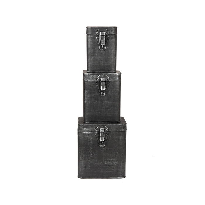 LABEL51 Opbergbox Antiek Zwart Metaal XL 18x19x21 cm-Opbergdozen en manden-LABEL51