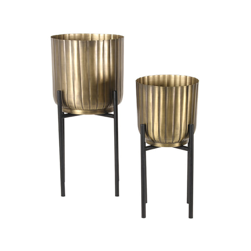 LABEL51 Plantenstandaard Antiek Goud Metaal 23x23x50 cm-Plantenstandaards-LABEL51
