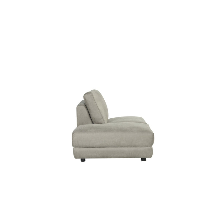 LABEL51 Tivoli ottomane in taupe kunstleder, 135x102x83 cm, zijaanzicht van comfortabele loungebank.