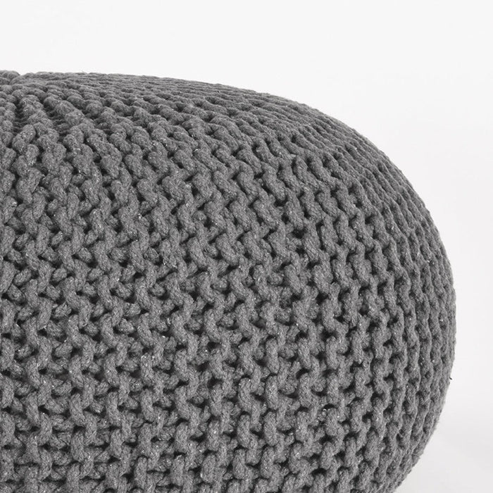 LABEL51 Poef Knitted - Donkergrijs - Katoen - L-Poefen-LABEL51