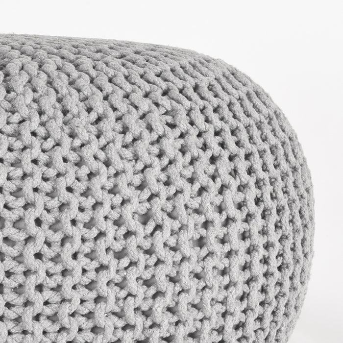 LABEL51 Poef Knitted - Lichtgrijs - Katoen - L-Poefs-LABEL51