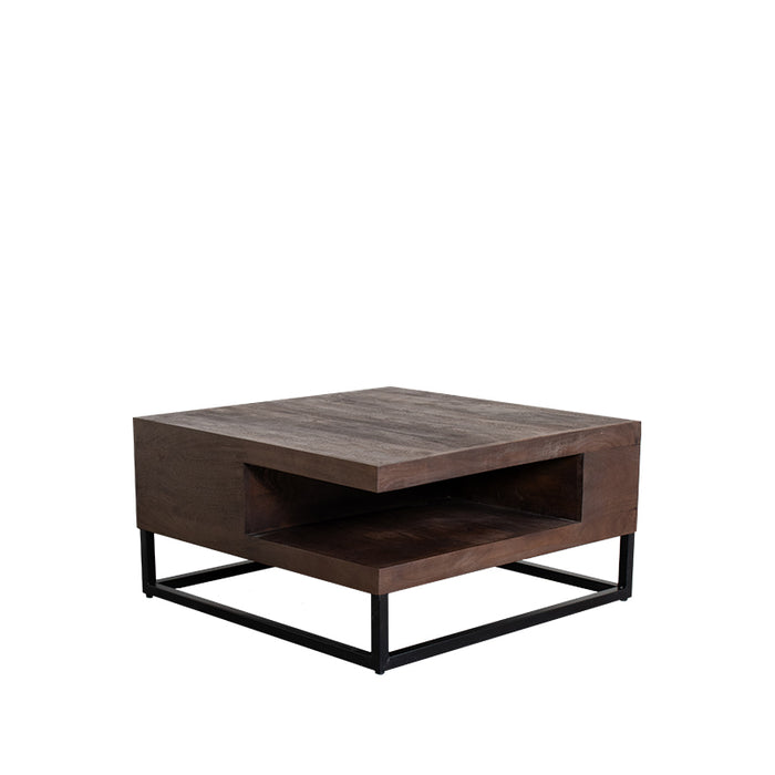 LABEL51 Coffee Table Cube Espresso Mango Wood 80 cm 80x80x40 cm