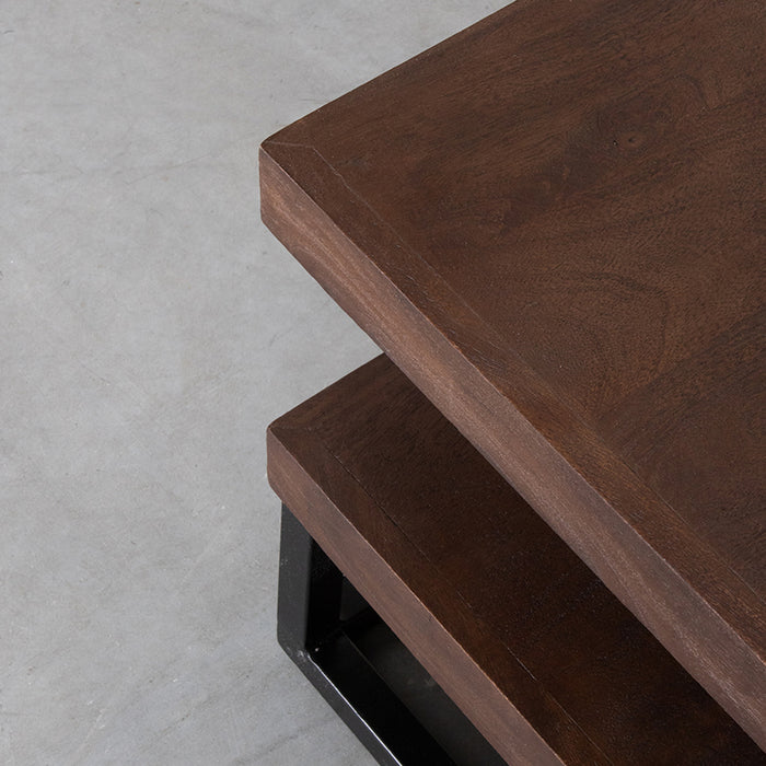 LABEL51 Coffee Table Cube Espresso Mango Wood 80 cm 80x80x40 cm