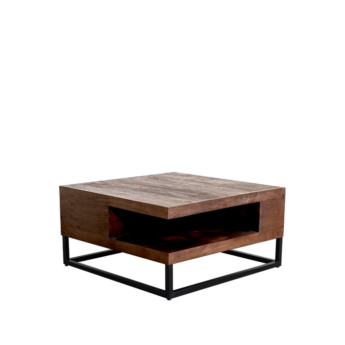 LABEL51 Salontafel Cube Nature Smooth Mangohout 80x80x40 cm-Salontafels-LABEL51