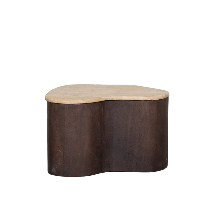 LABEL51 Couchtisch Davi - Espresso - Travertin - 50 cm