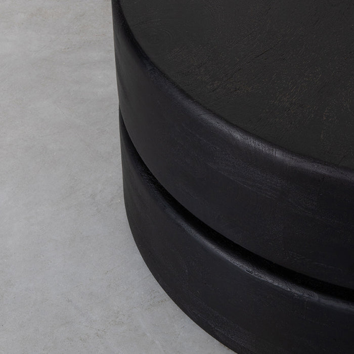 LABEL51 Salontafel Milly - Zwart - Mangohout - 70 cm - Rond-Salontafels-LABEL51