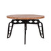 LABEL51 ronde salontafel van 80 cm met robuust mangohouten blad en zwart metalen onderstel.