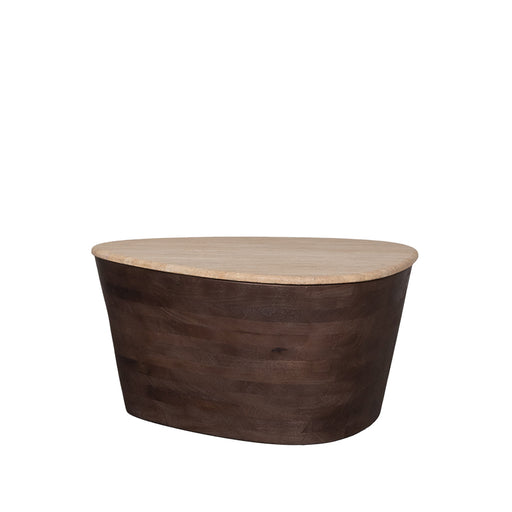 LABEL51 Salontafel Ravi Espresso Travertin 70 cm 70x50x37 cm-Salontafels-LABEL51