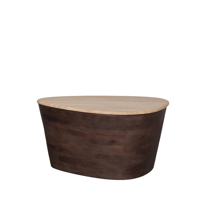 LABEL51 Salontafel Ravi Espresso Travertin 70 cm 70x50x37 cm-Salontafels-LABEL51