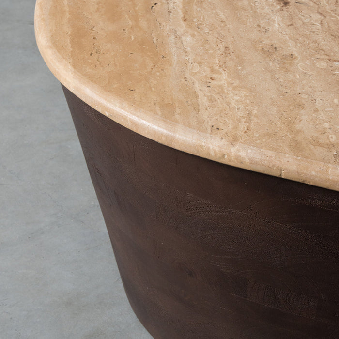 LABEL51 Salontafel Ravi - Espresso - Travertin - 70 cm-Salontafels-LABEL51