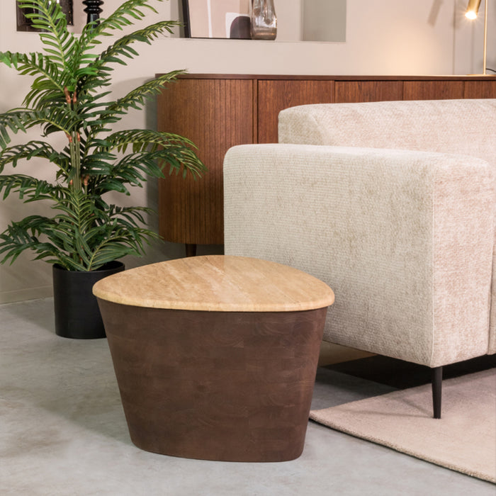 LABEL51 Salontafel Ravi - Espresso - Travertin - 70 cm-Salontafels-LABEL51