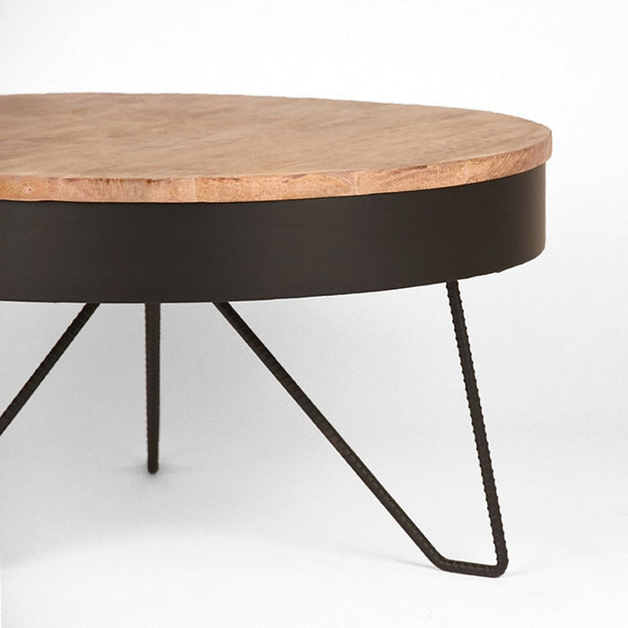 LABEL51 Salontafel Saran Mangohout Zwart Rond 80 cm-Salontafels-LABEL51