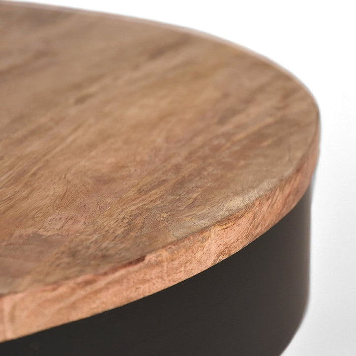 LABEL51 Salontafel Saran Mangohout Zwart Rond 80 cm-Salontafels-LABEL51