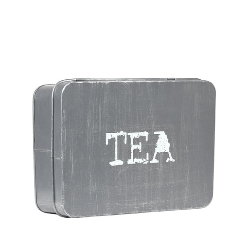 LABEL51 Theedoos Antiek Grijs Metaal - 27x19x8 cm-Opbergdozen en manden-LABEL51