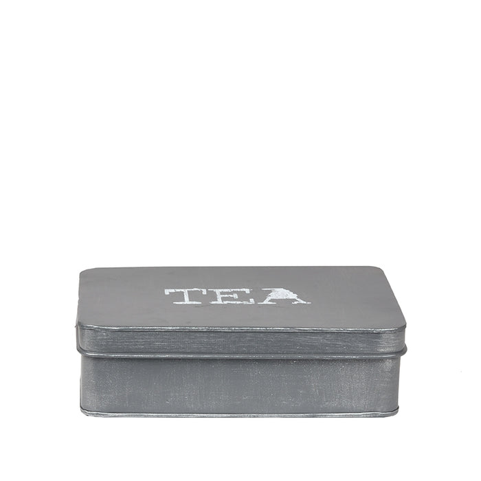 LABEL51 Theedoos Antiek Grijs Metaal - 27x19x8 cm-Opbergdozen en manden-LABEL51