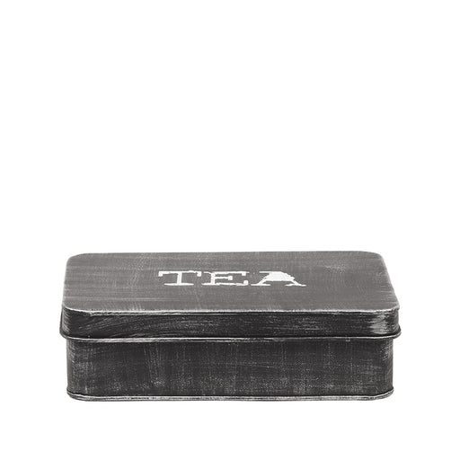 LABEL51 Theedoos Antiek Zwart Metaal - 27x19x8 cm-Opbergdozen en manden-LABEL51