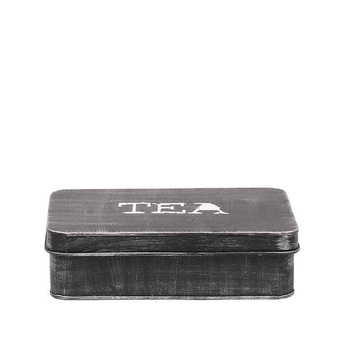LABEL51 Theedoos Antiek Zwart Metaal - 27x19x8 cm-Opbergdozen en manden-LABEL51
