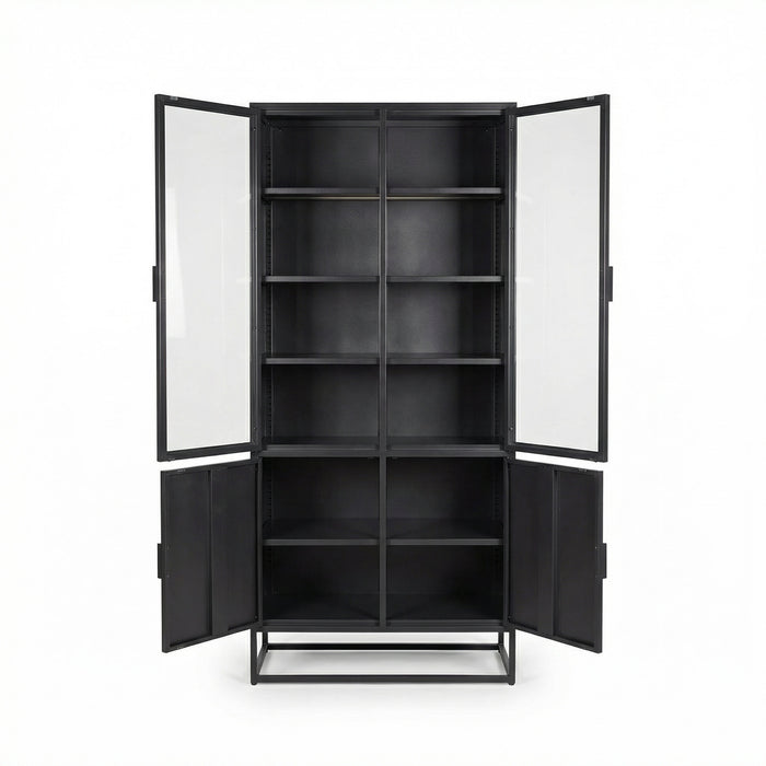 LABEL51 Vitrinekast Level - Zwart - Metaal - 80x40x190 cm-Vitrinekasten-LABEL51