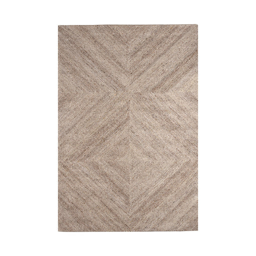 LABEL51 Blendy taupe vloerkleed 200x300 cm met laagpolige boucléstructuur en subtiel ruitpatroon.