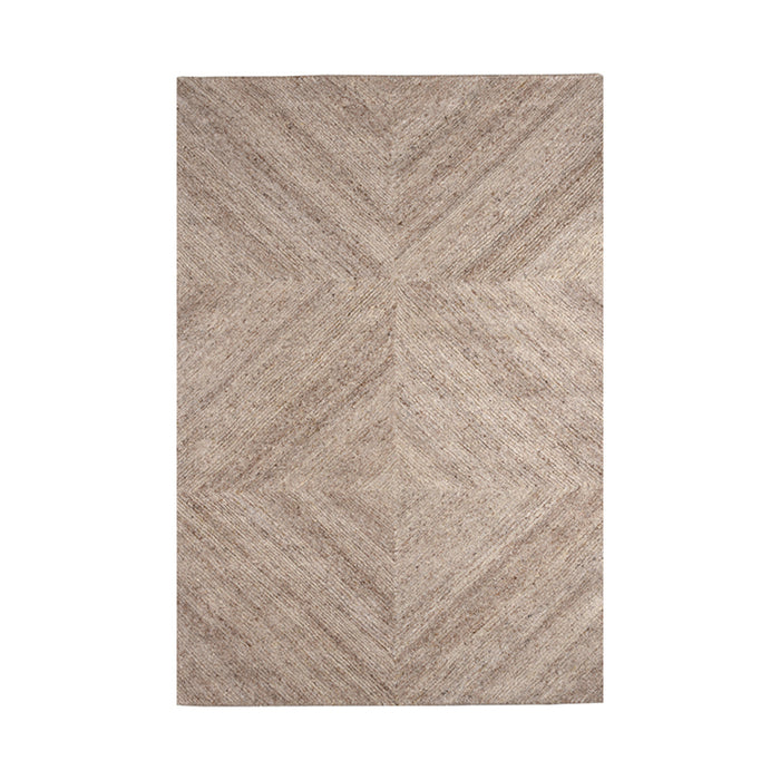 LABEL51 Blendy taupe vloerkleed 200x300 cm met laagpolige boucléstructuur en subtiel ruitpatroon.