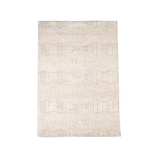 LABEL51 Cosy taupe vloerkleed van 160x230 cm met een gemêleerd ruitenpatroon en reliëf in polyester.