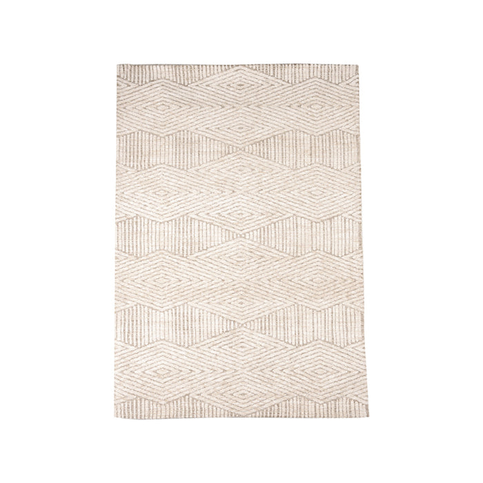 LABEL51 Cosy taupe vloerkleed van 160x230 cm met een gemêleerd ruitenpatroon en reliëf in polyester.