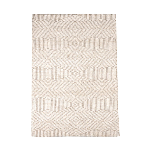 LABEL51 Cosy vloerkleed in taupe, 200x300 cm, met een hoog-laag ruitenpatroon van zacht polyester.